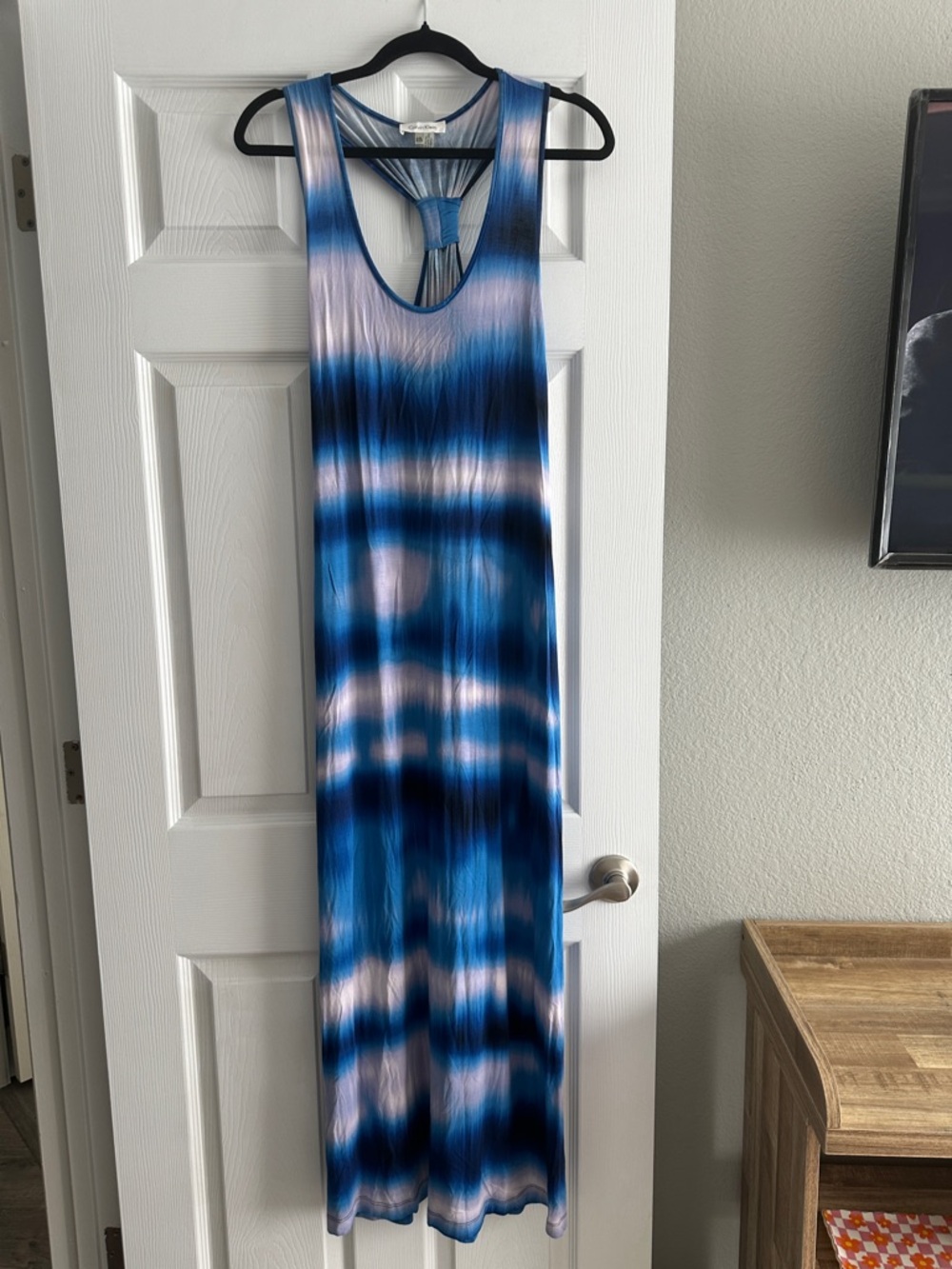 Calvin Klein Blue and White Tie-Dye Maxi Dress